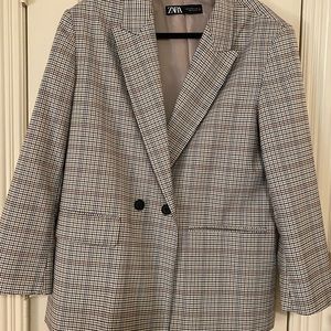 Zara Oversized Plaid Checkered Blazer size XL